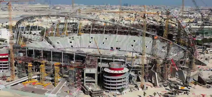 arbetsplats byggnation av arena i qatar vm 2022
