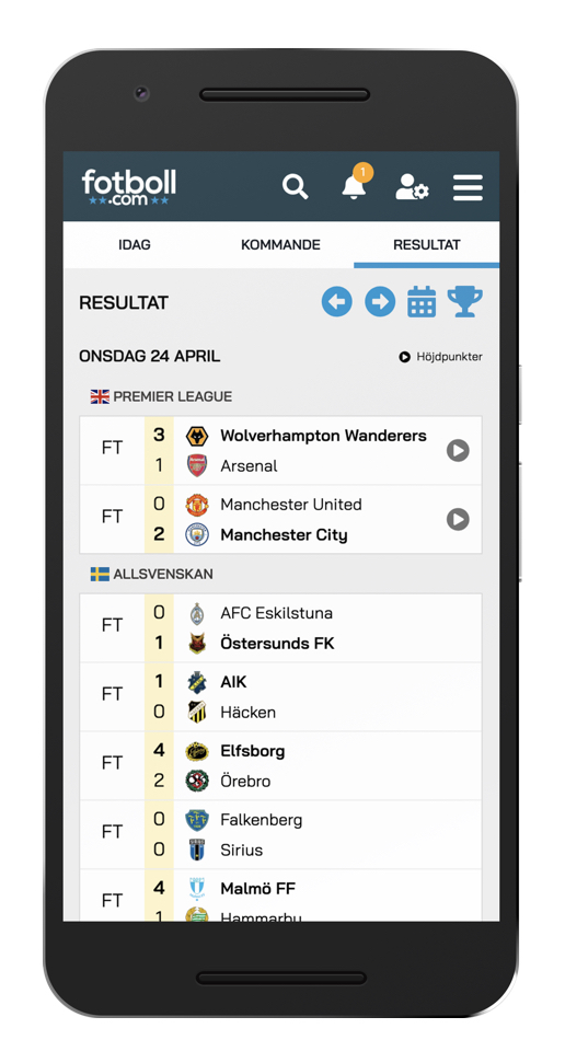 fotboll.com livescore och resultat app mobil