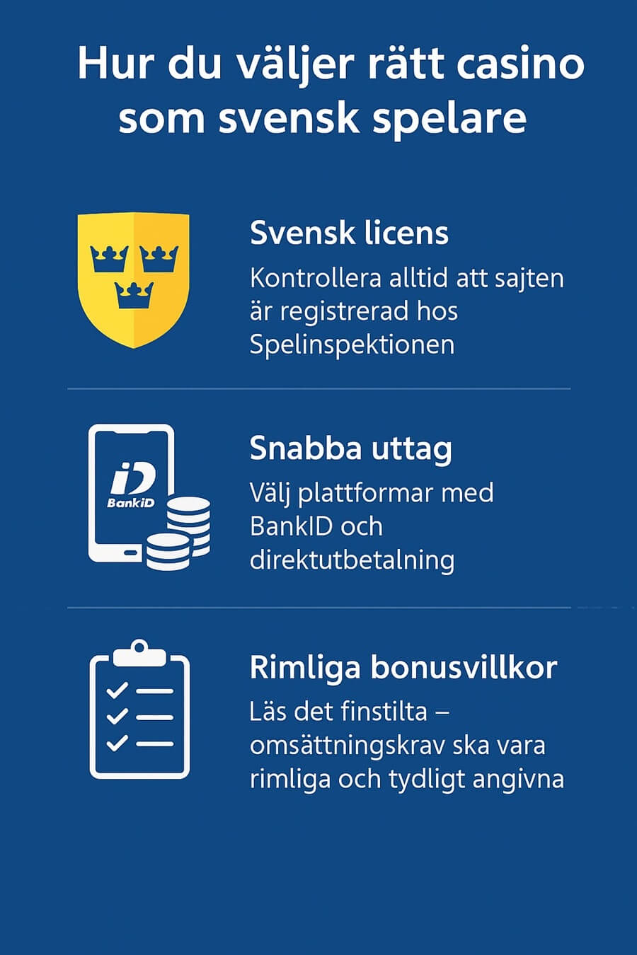 Hur du valjer ratt casino som svensk spelare